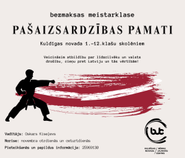 Aicina 1.-12.klašu skolēnus uz bezmaksas meistarklasi “Pašaizsardzības pamati”