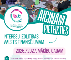 Izsludina pieteikšanos uz valsts finansējumu interešu izglītības programmu realizēšanai 2026./2027. mācību gadam
